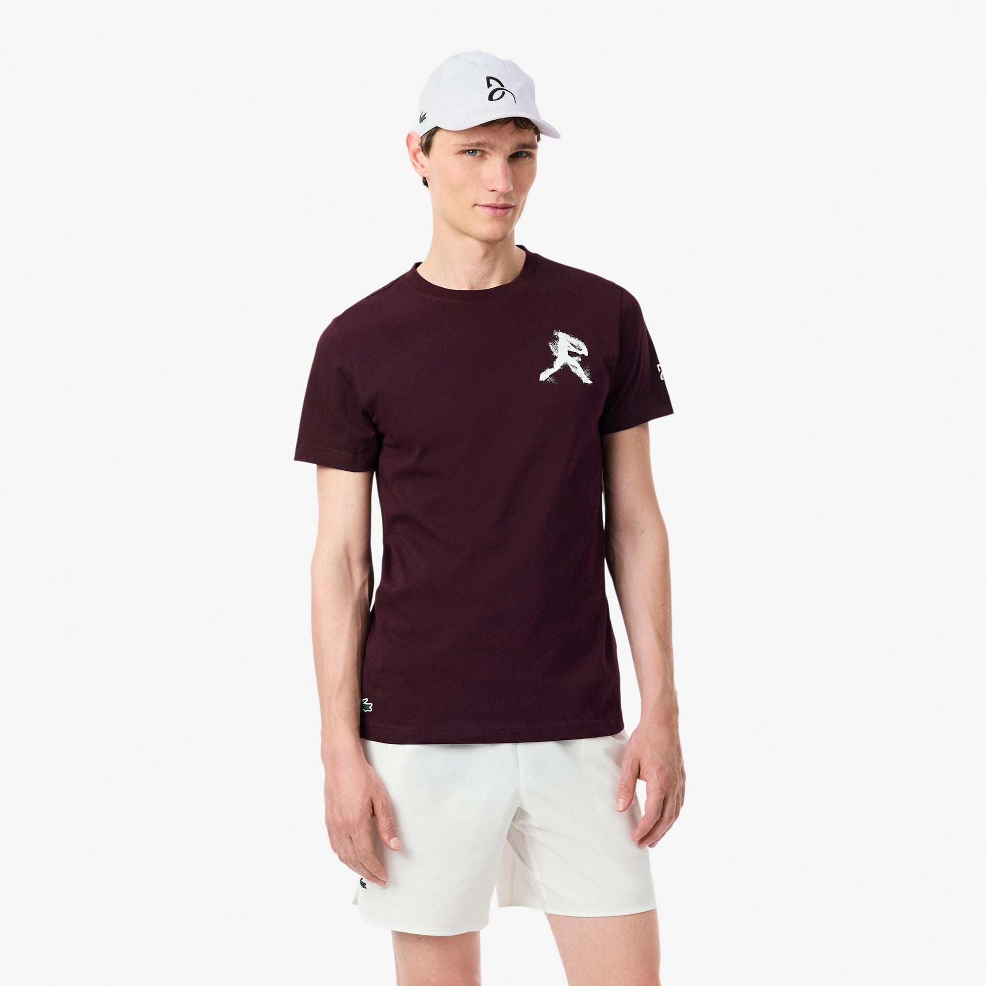 Lacoste & Cap Koszulka Mężczyźni - czerwone wino, biały
