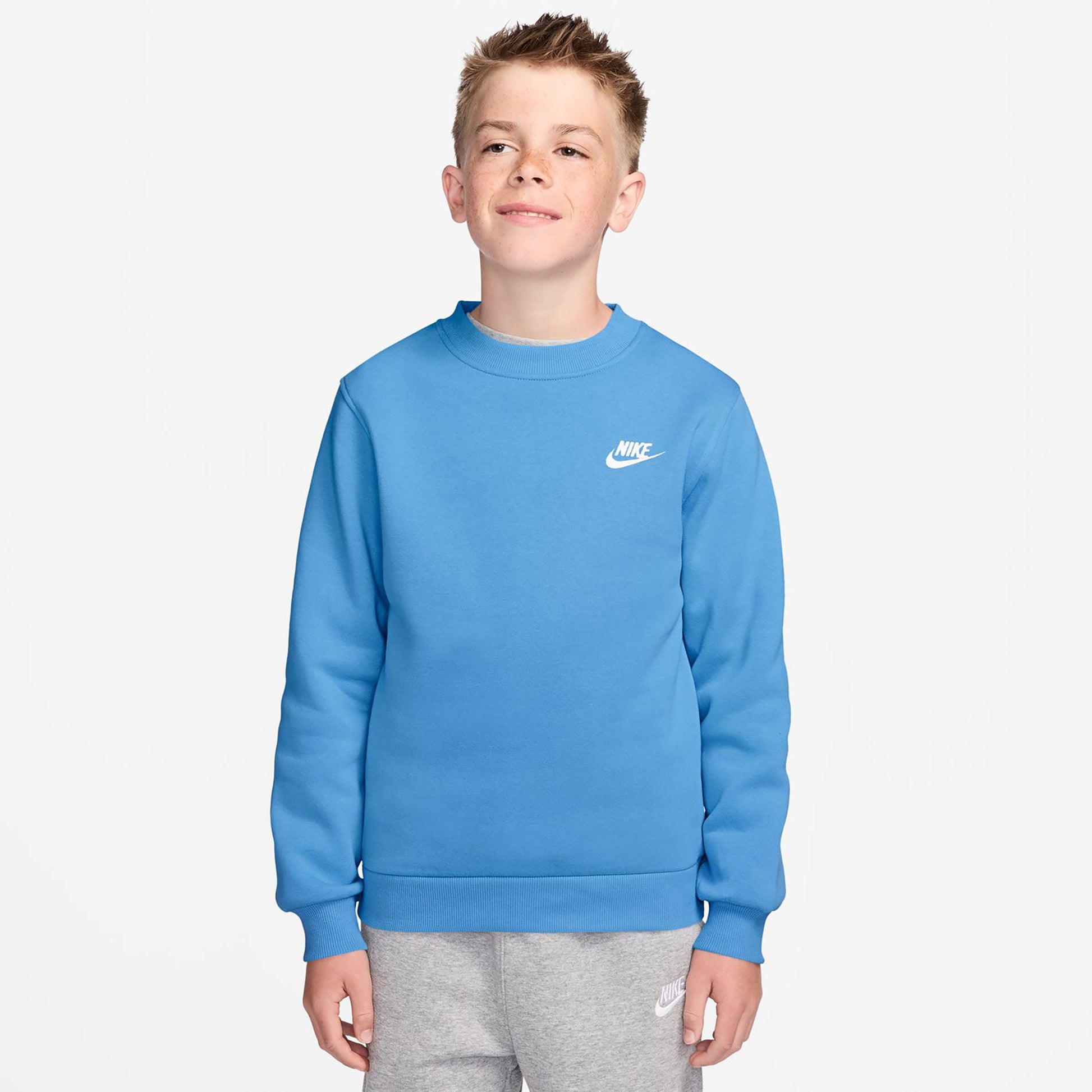 Nike Club Fleece Bluza Dzieci - jasnoniebieski, biały