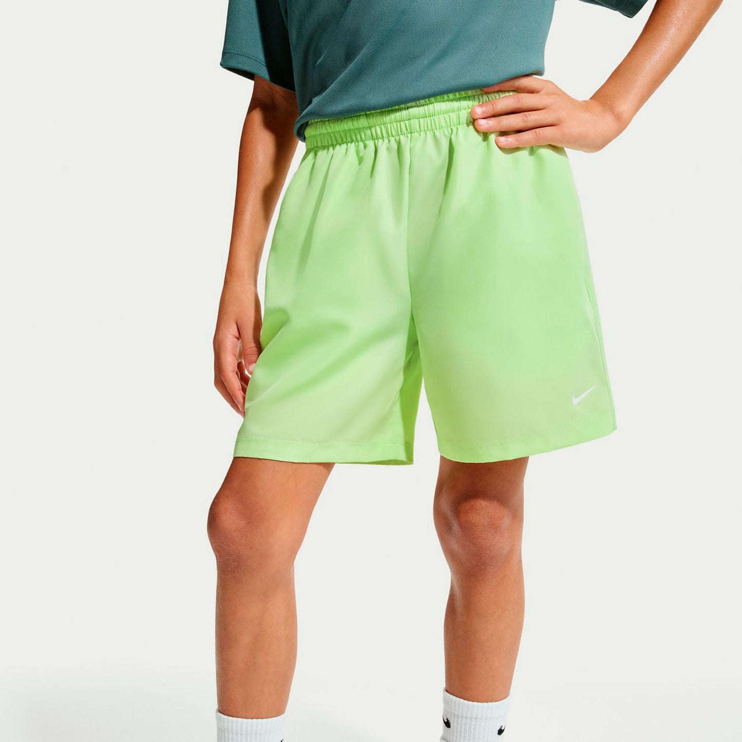 Nike Big Szorty Chłopcy-limonka, biały