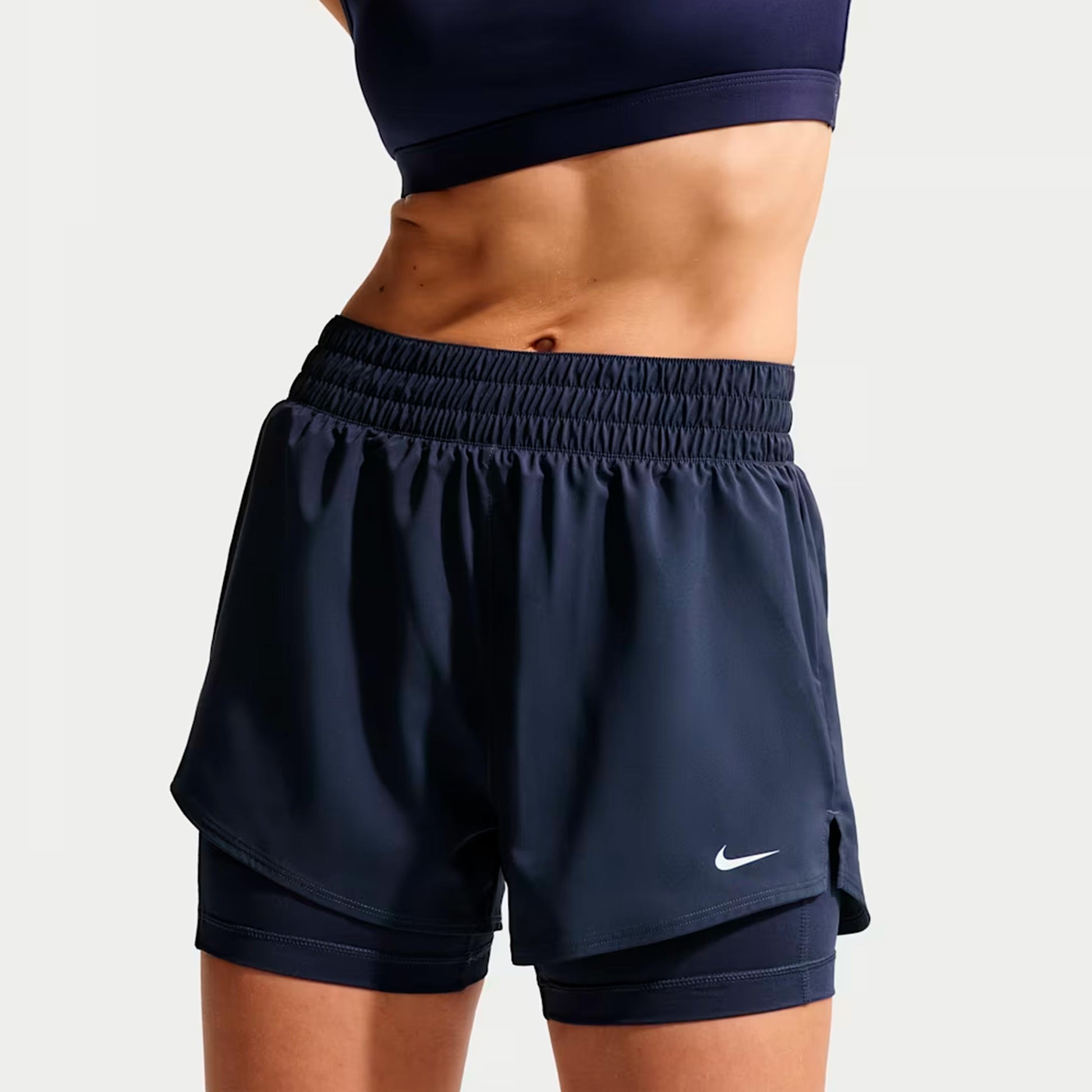 Nike Dri-Fit One High Rise 2in1 3in Szorty Kobiety - ciemnoniebieski