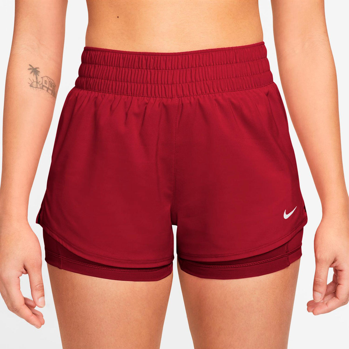 Nike Dri-Fit One Mid Rise 2in1 3in Szorty Kobiety - czerwony