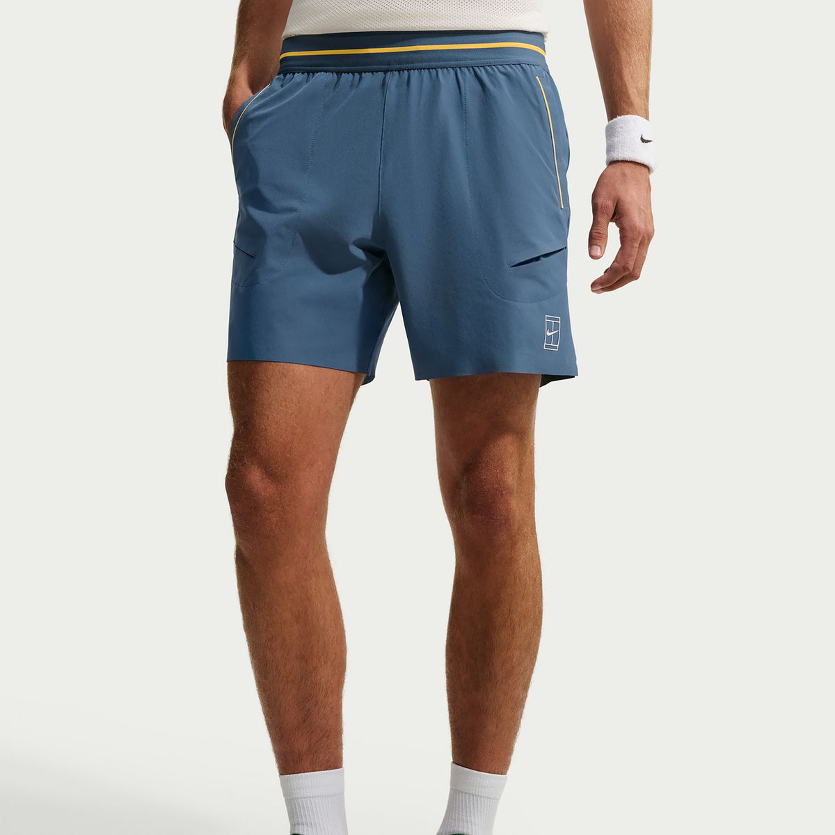 Nike Court Dri-FIT Advantage 6in Szorty Mężczyźni - niebiesko-szary, pomarańczowy