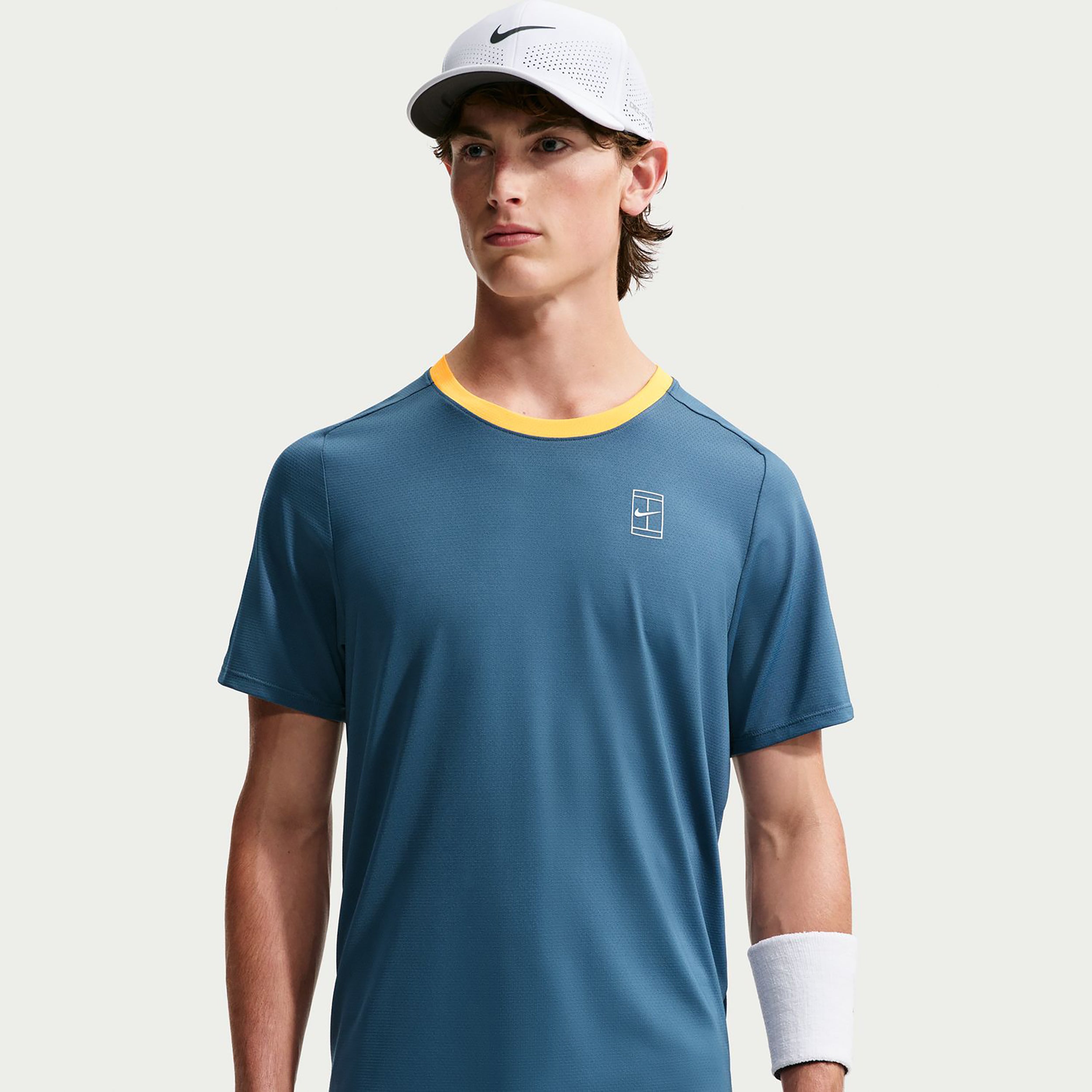 Nike Court Dri-FIT Advantage Koszulka Mężczyźni - niebiesko-szary, żółty