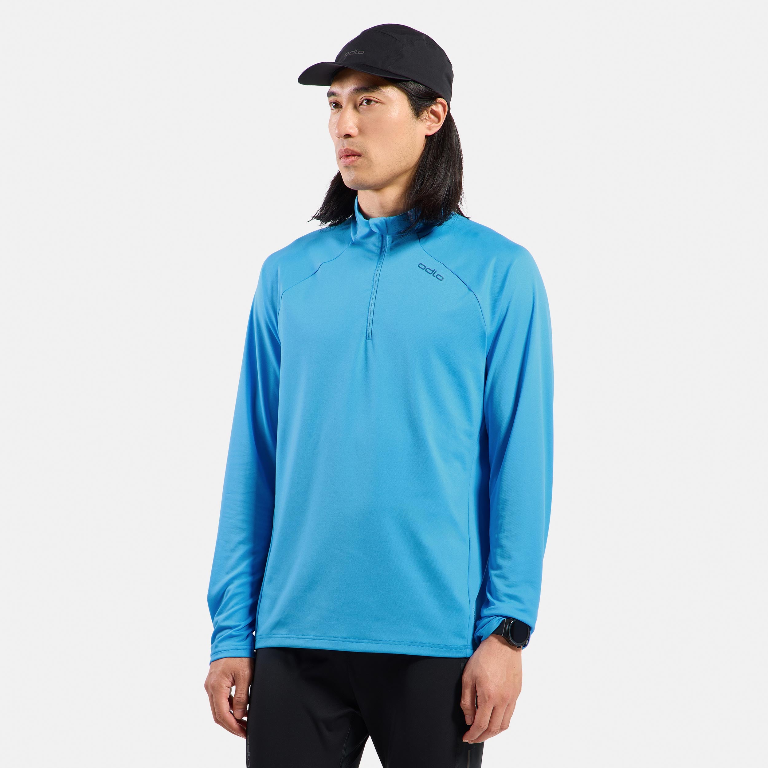 Odlo Essential Ceramiwarm Mid Layer 1/2 Zip Koszulka do biegania Mężczyźni - jasnoniebieski