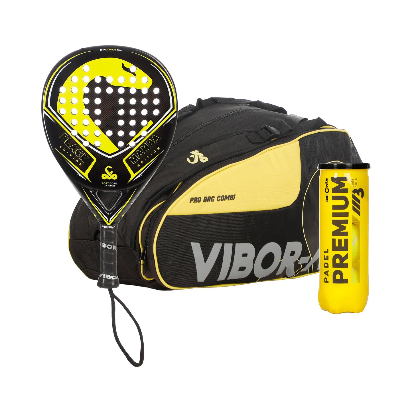 Vibora Opakowanie 3 szt. Black Mamba Classic Edition Plus Torba na Raketie, PLUS PUSZKA Z PIŁKAMI