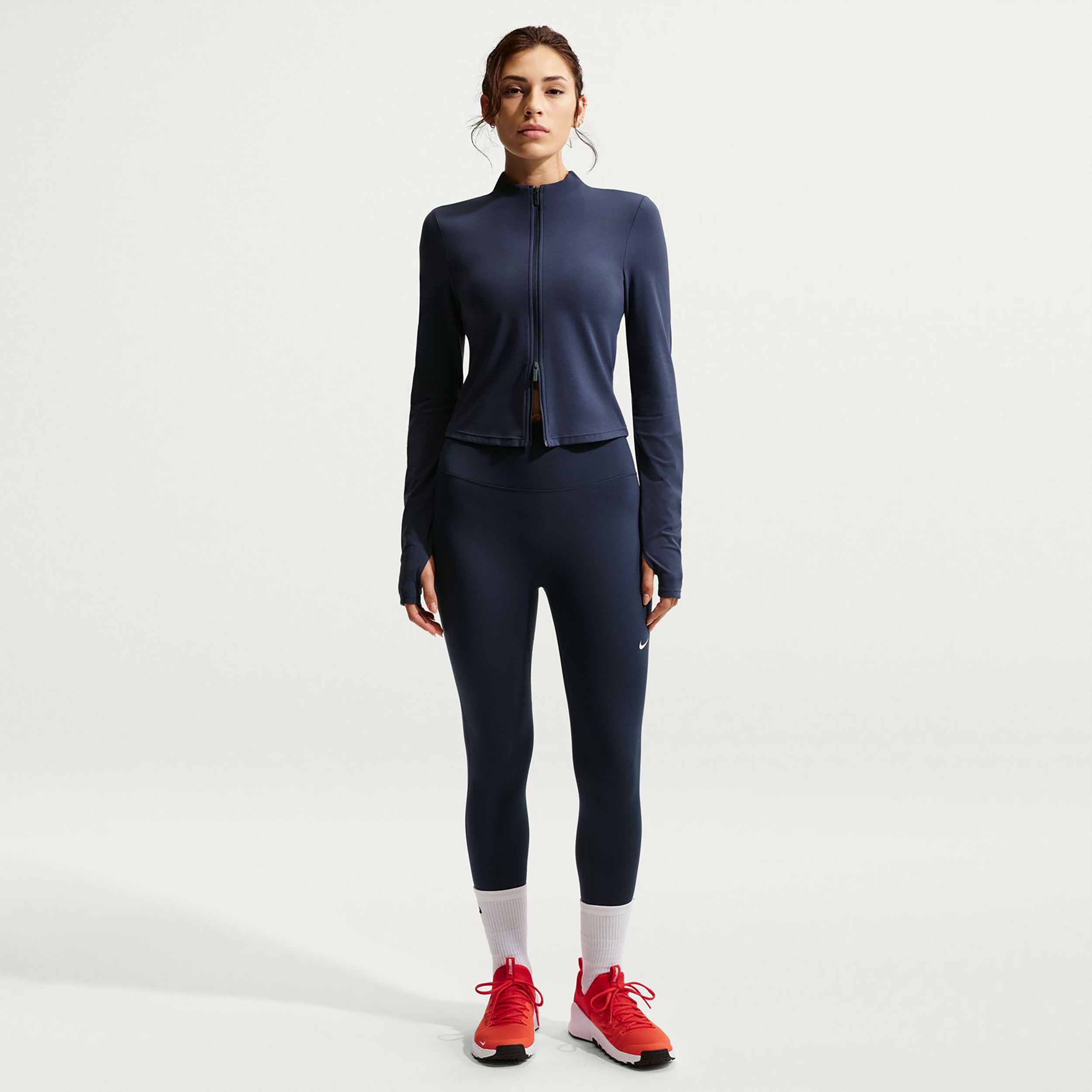 Nike Dri-Fit One High Rise 7/8 Getry Kobiety - ciemnoniebieski