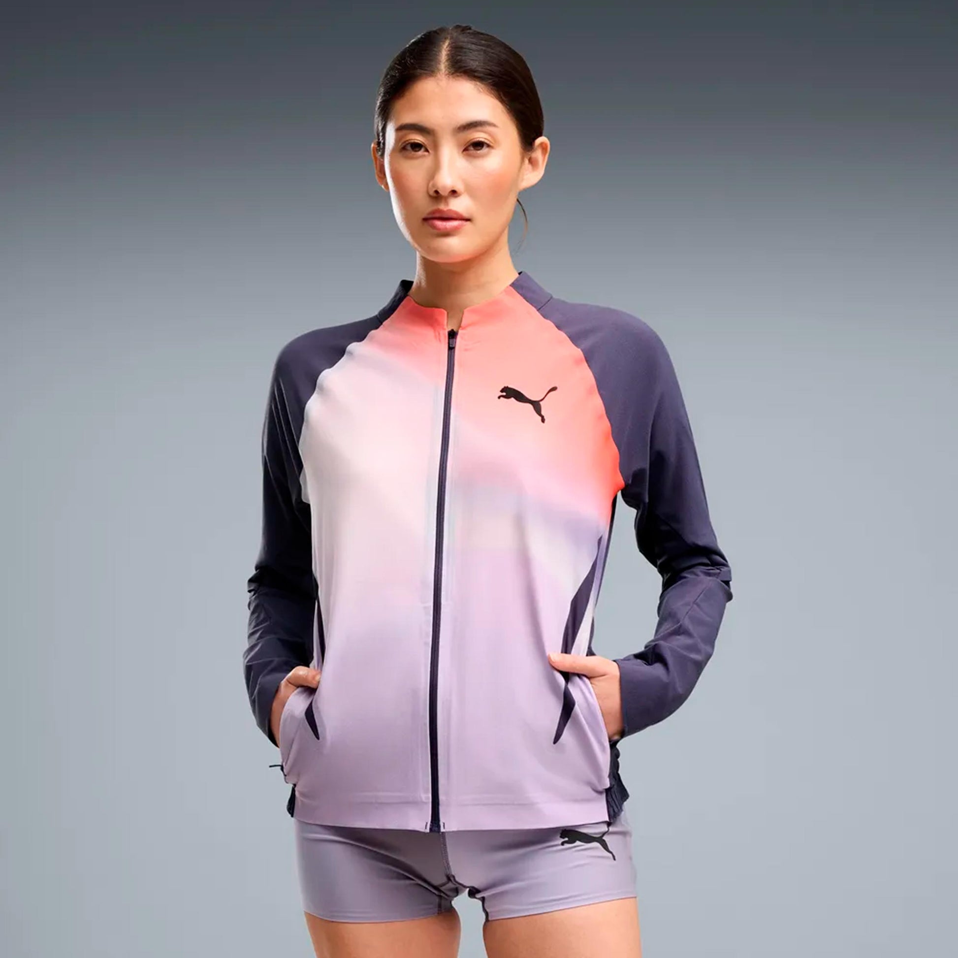 Puma Lightspeed Ultraweave Graphic  Kurtka do biegania Kobiety - szary, pomarańczowy