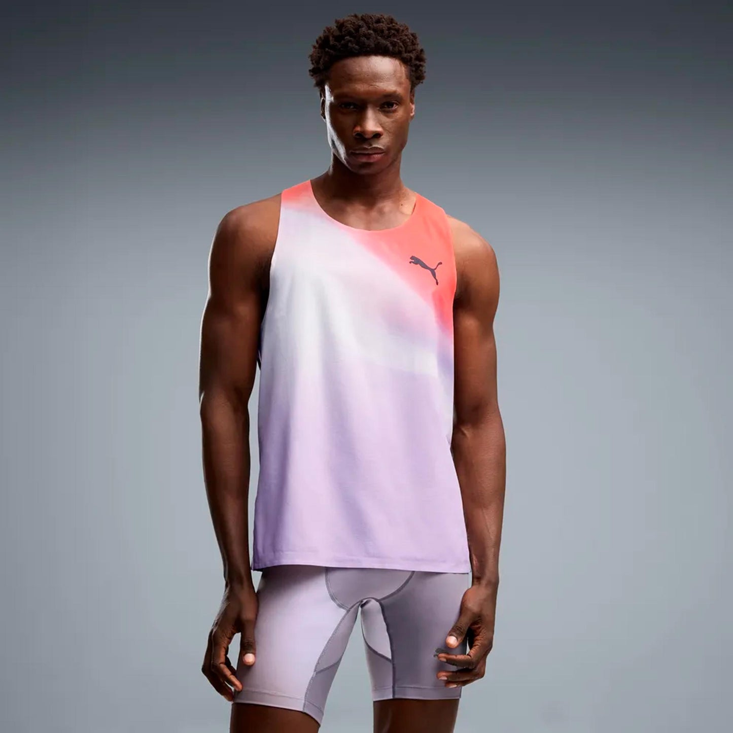Puma Lightspeed Ultraweave Graphic  Koszulka do biegania Mężczyźni - jasnoszary, pomarańczowy
