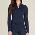 Baseline Half-Zip Długi Rękaw Kobiety-ciemnoniebieski