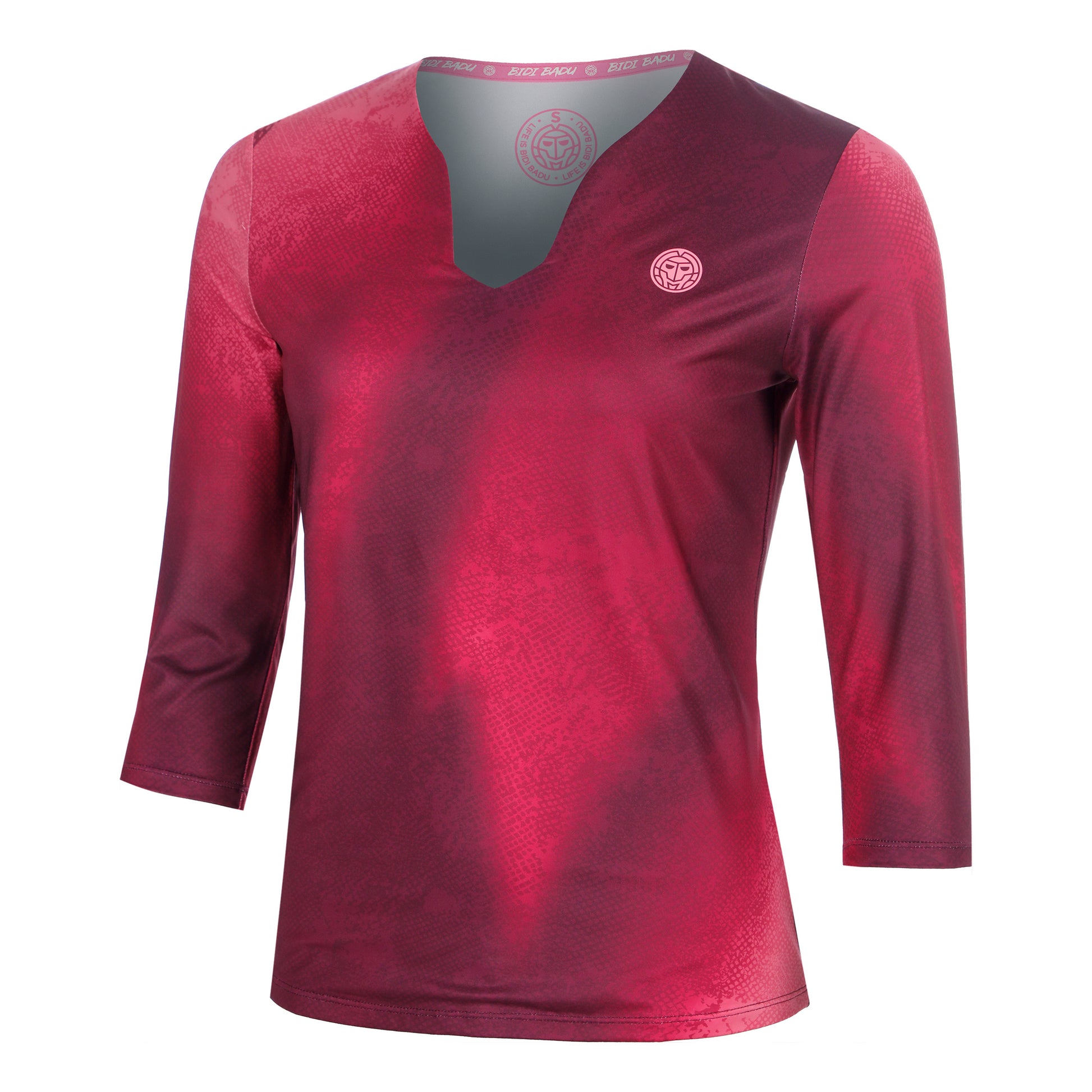 BIDI BADU Freeze Out V-Neck Printed  Długi Rękaw Kobiety - ciemnoczerwony