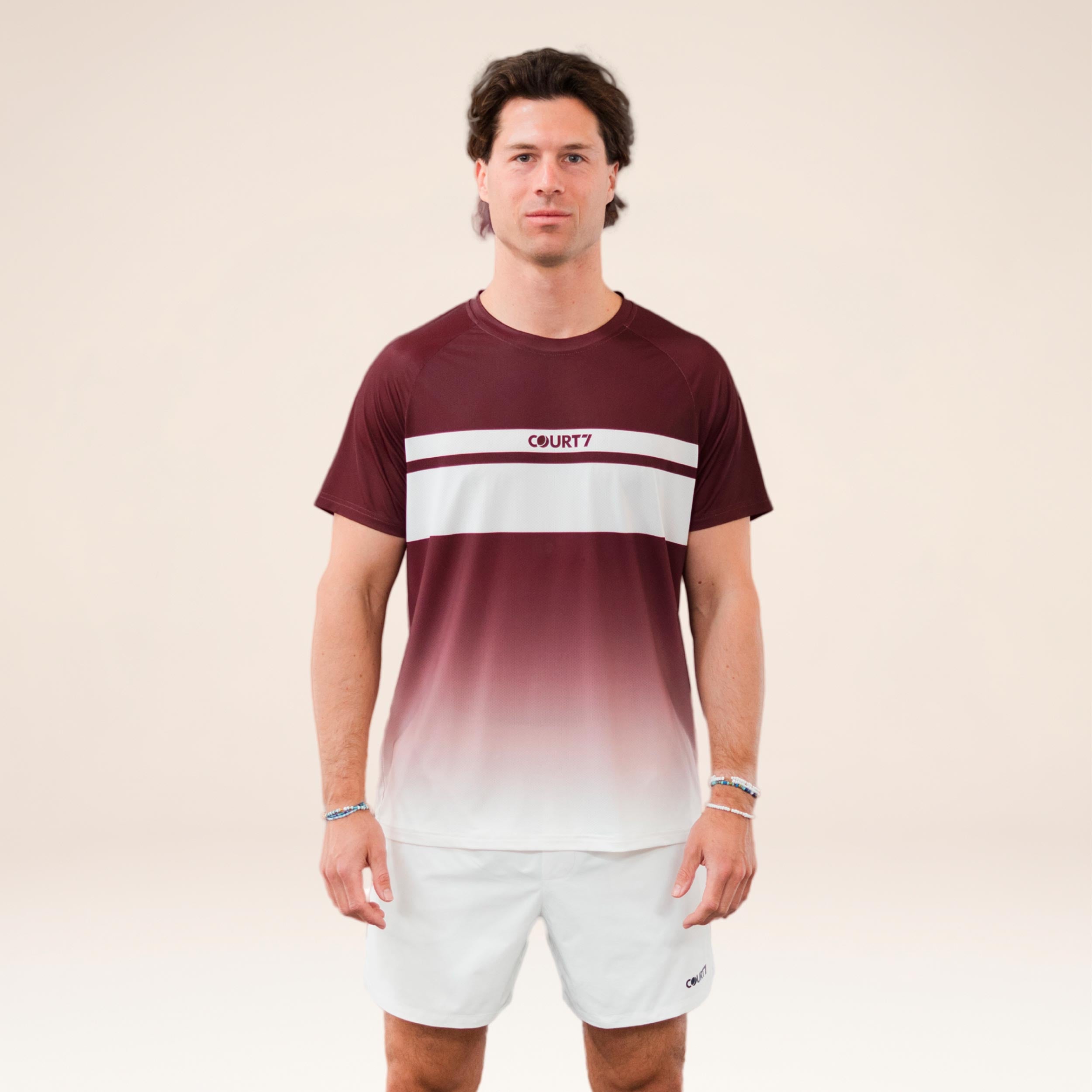 COURT7 Performance Gradient Stripe Koszulka Mężczyźni - czerwony