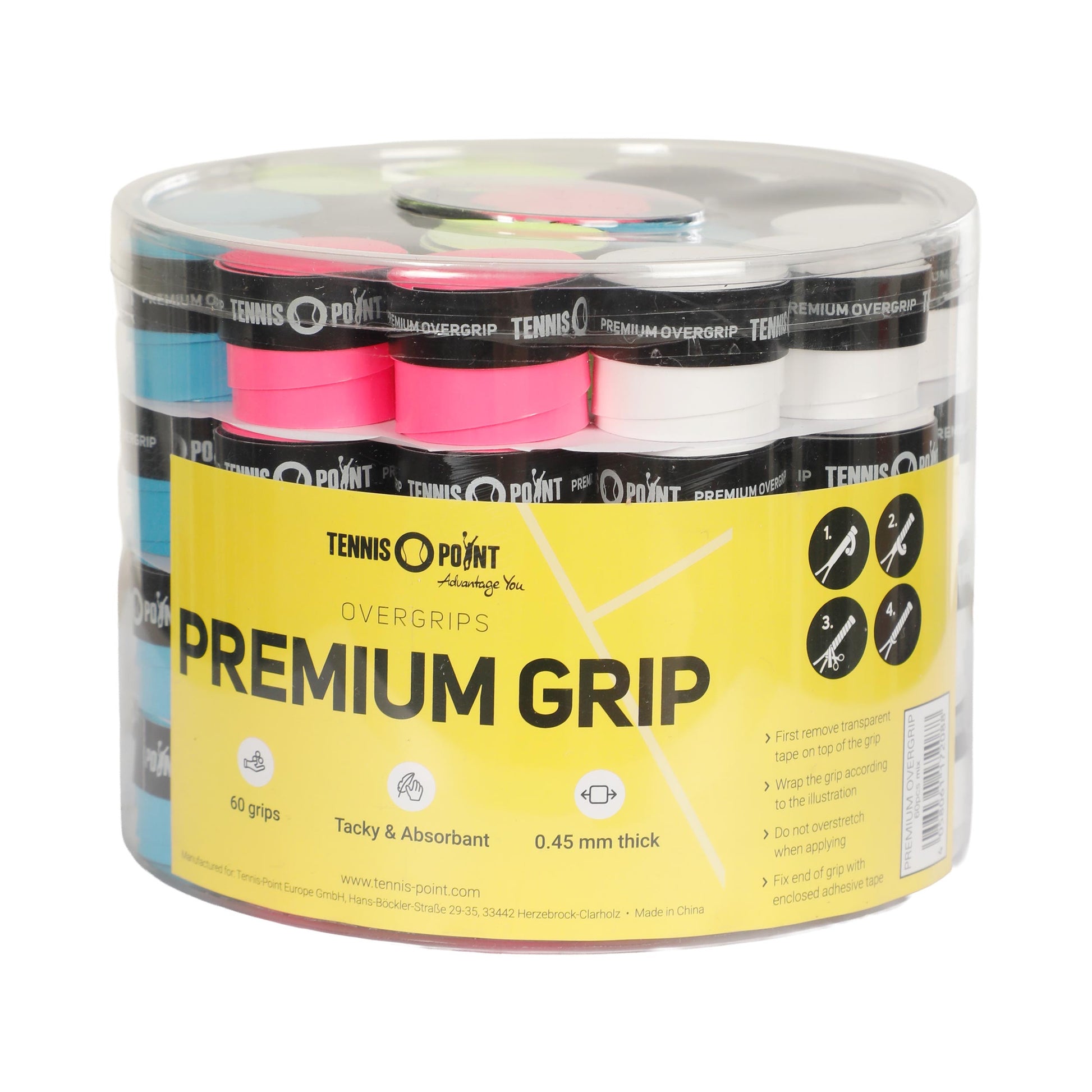 Tennis-Point Premium Grip Owikja do tenisa Opakowanie 60 szt. - wielokolorowy