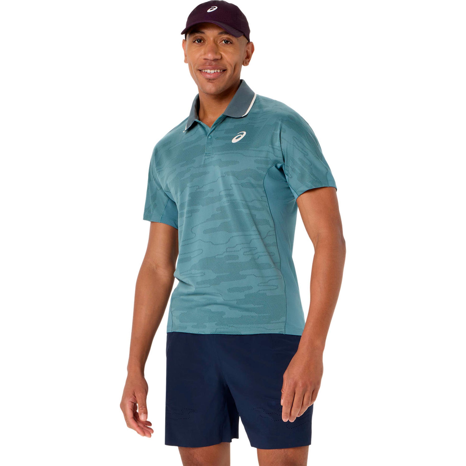 ASICS Match Jacquard Polo Mężczyźni - petrolowy, szary