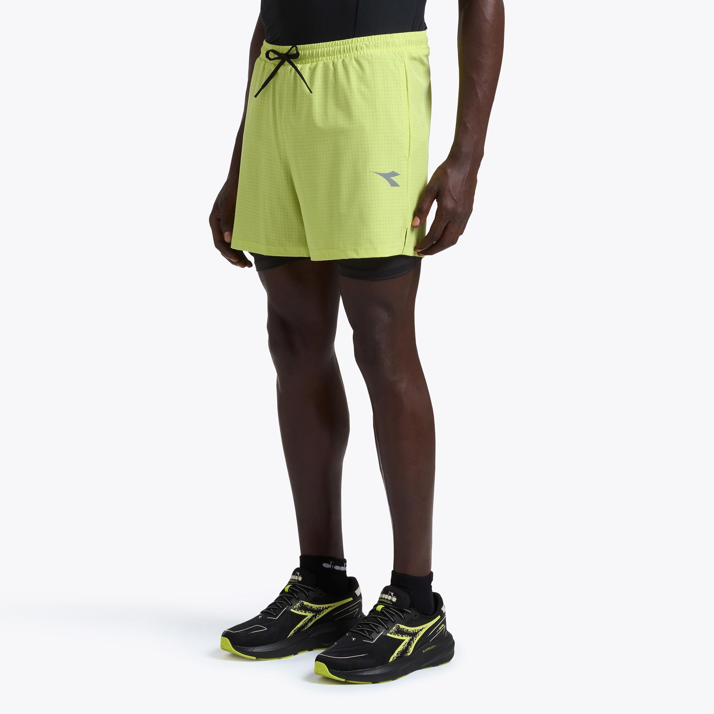 Diadora 2in1 Szorty Mężczyźni - limonka