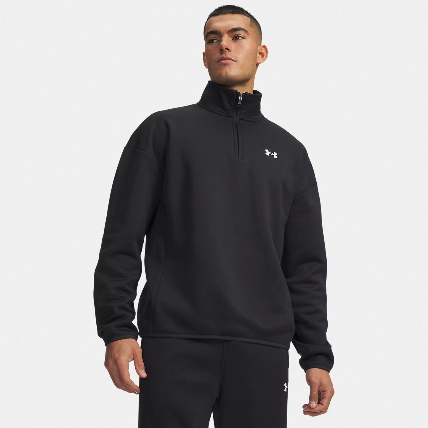 Under Armour Armour Fleece 1/4 Zip Długi Rękaw Mężczyźni - czarny, biały