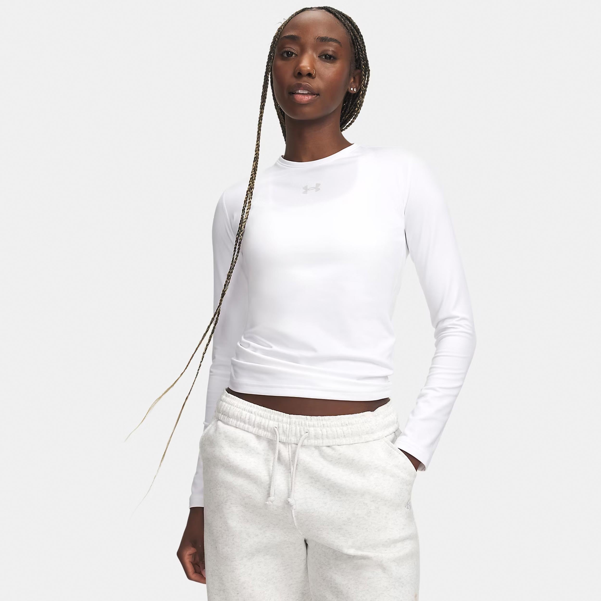 Under Armour ColdGear Crew Długi Rękaw Kobiety - biały, jasnoszary
