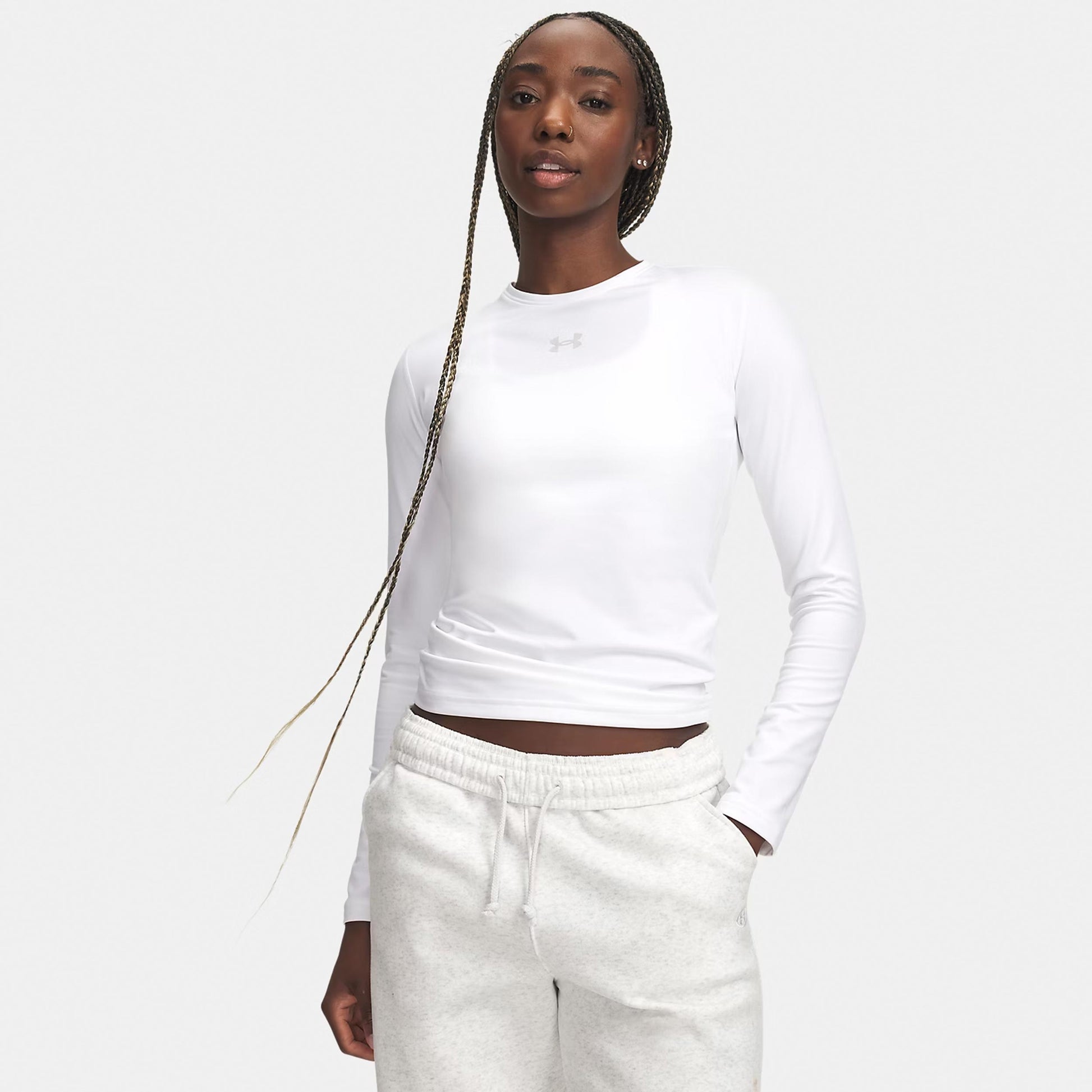 Under Armour ColdGear Crew Długi Rękaw Kobiety - biały, jasnoszary