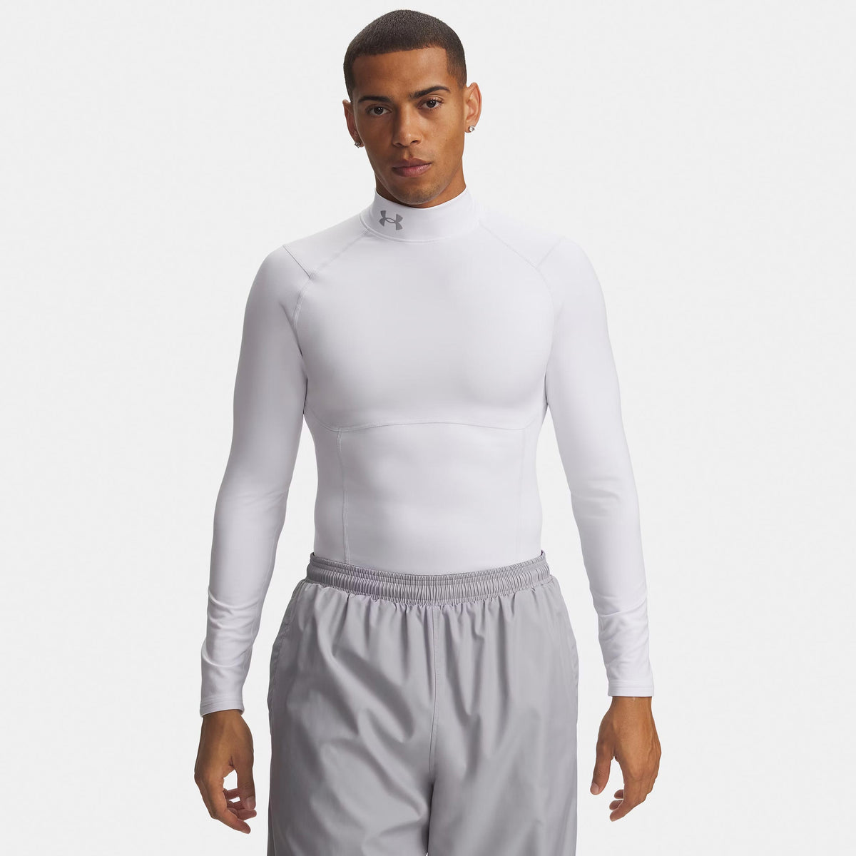 Under Armour Coldgear Elite Comp Długi Rękaw Mężczyźni - biały, srebrny