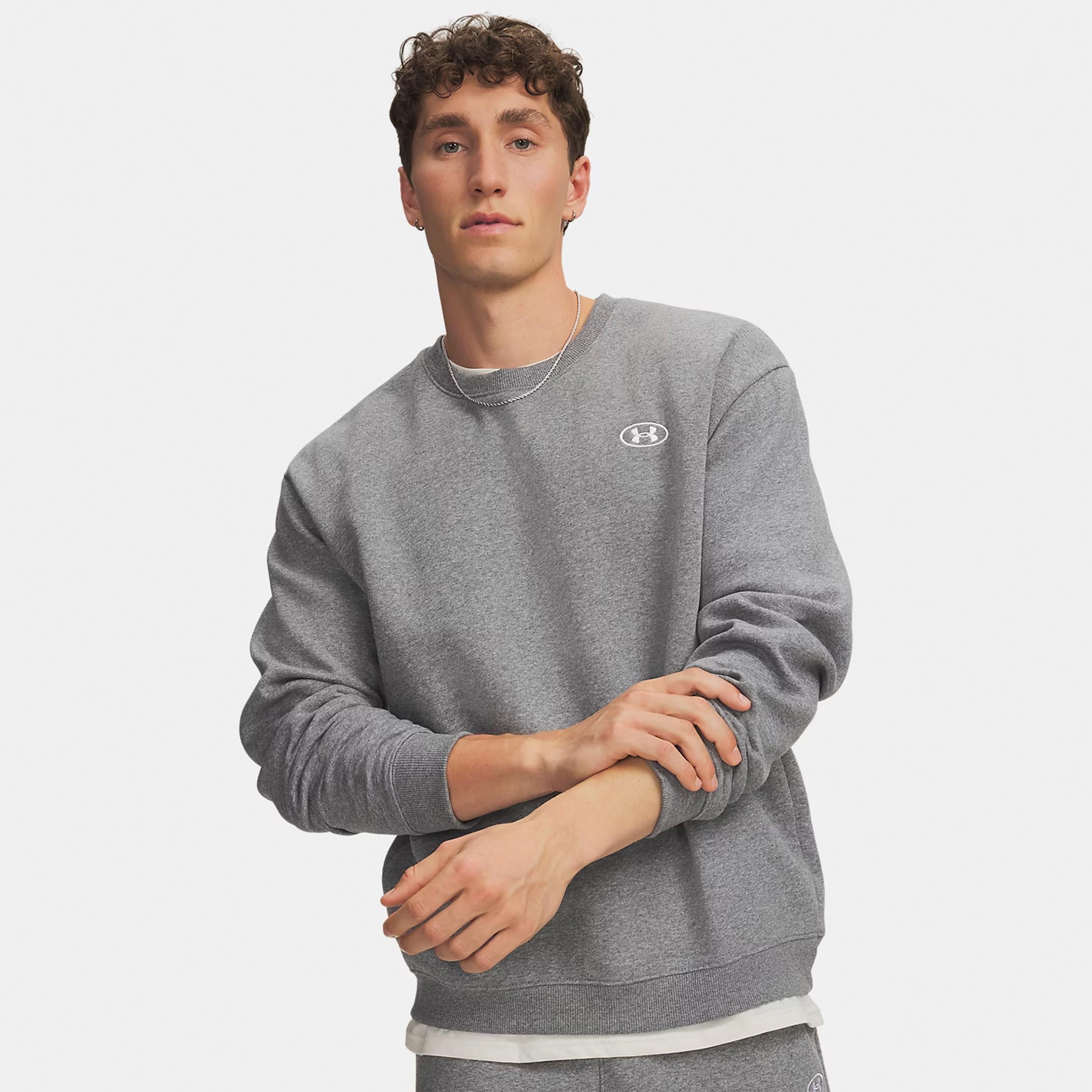 Under Armour Rival Fleece Crew Bluza Mężczyźni - szary, biały