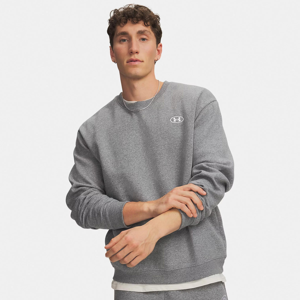Under Armour Rival Fleece Crew Bluza Mężczyźni - szary, biały