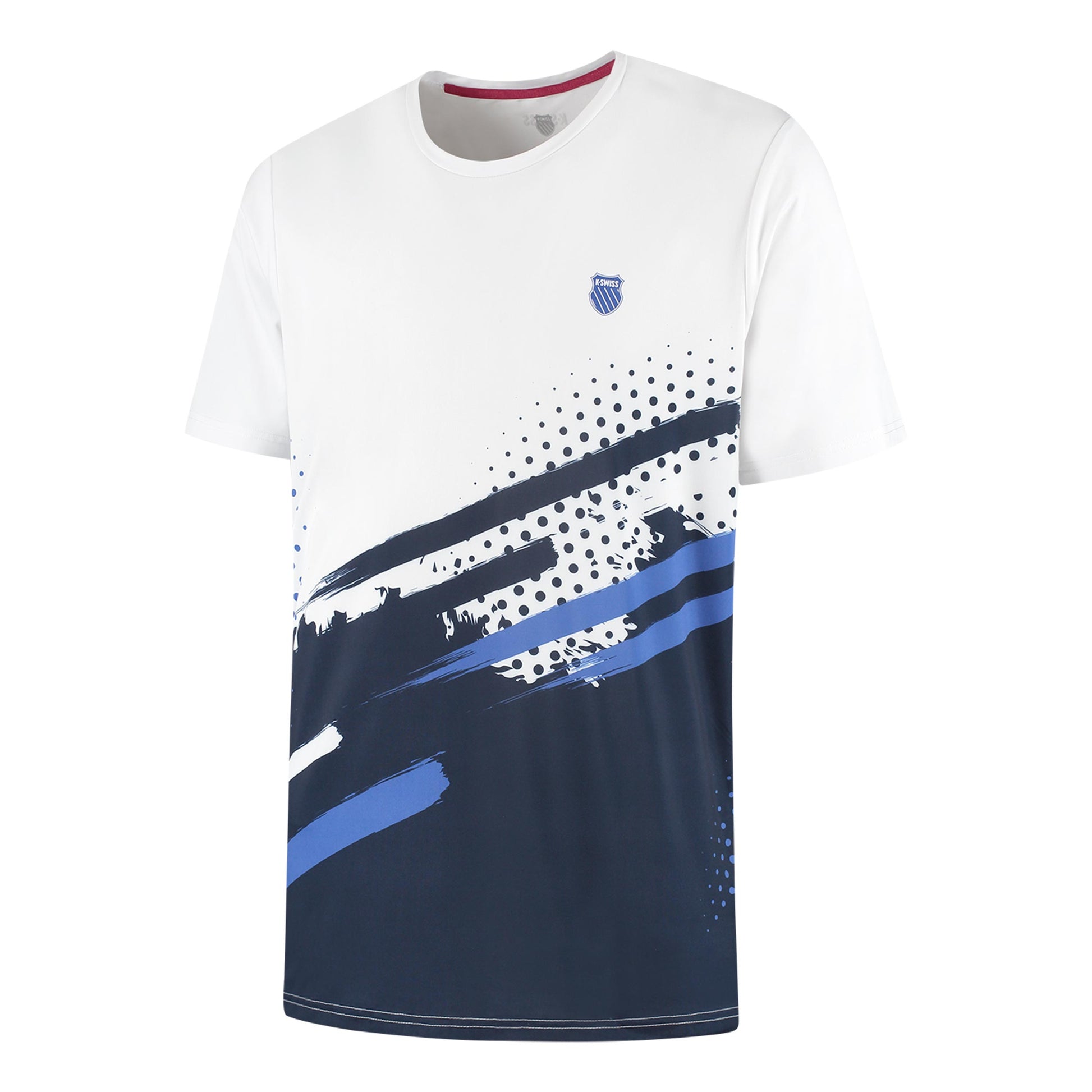 K-Swiss Hypercourt Print Crew Stripe Koszulka Mężczyźni - biały, ciemnoniebieski