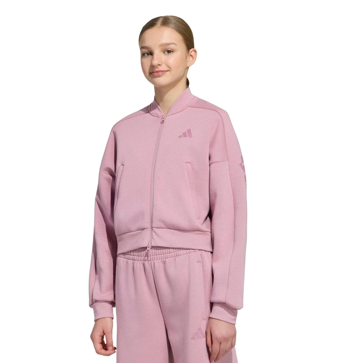 adidas 3Stripes Bluza dresowa Dziewczynki - ciemnoróżowy