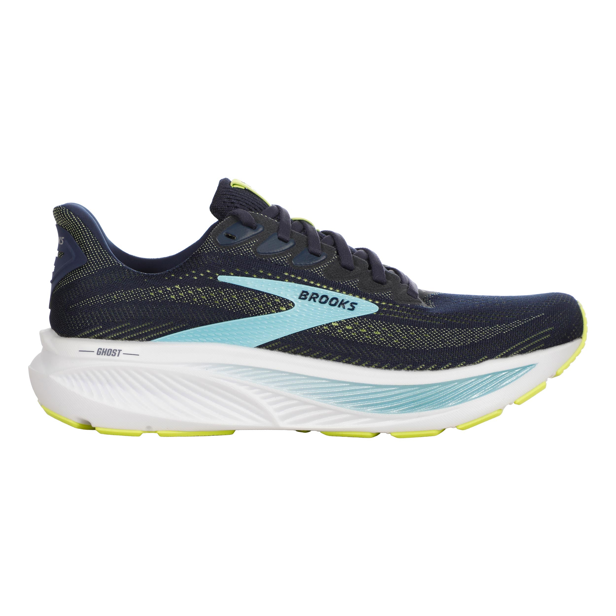 Brooks Ghost 17 Wide But neutralny Mężczyźni - ciemnoniebieski, limonka