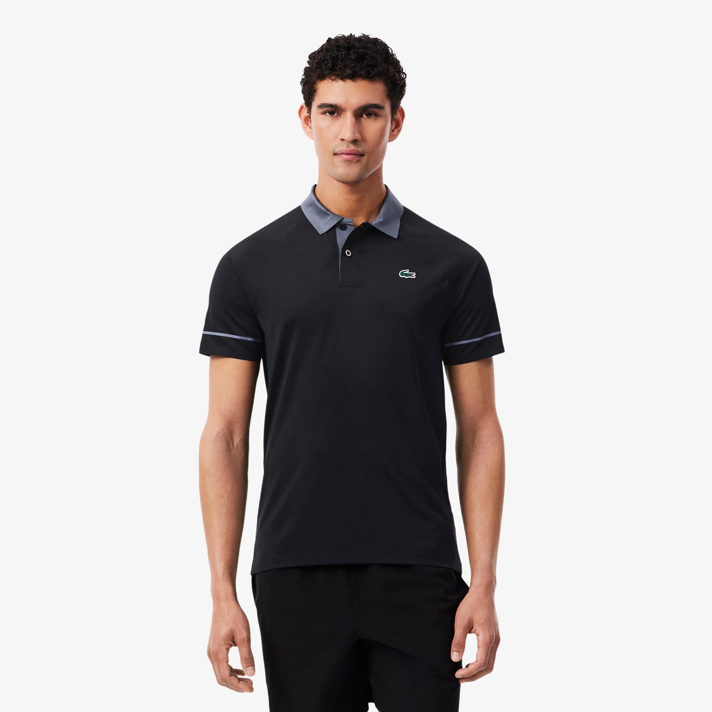 Lacoste Polo Mężczyźni - czarny, niebiesko-szary