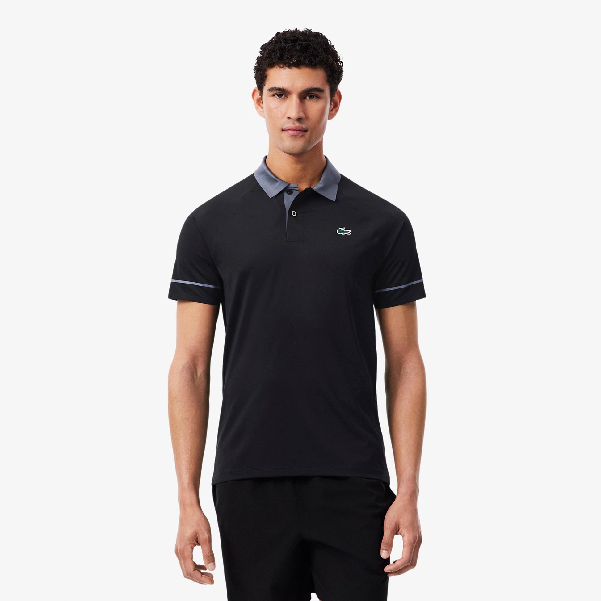 Lacoste Polo Mężczyźni - czarny, niebiesko-szary