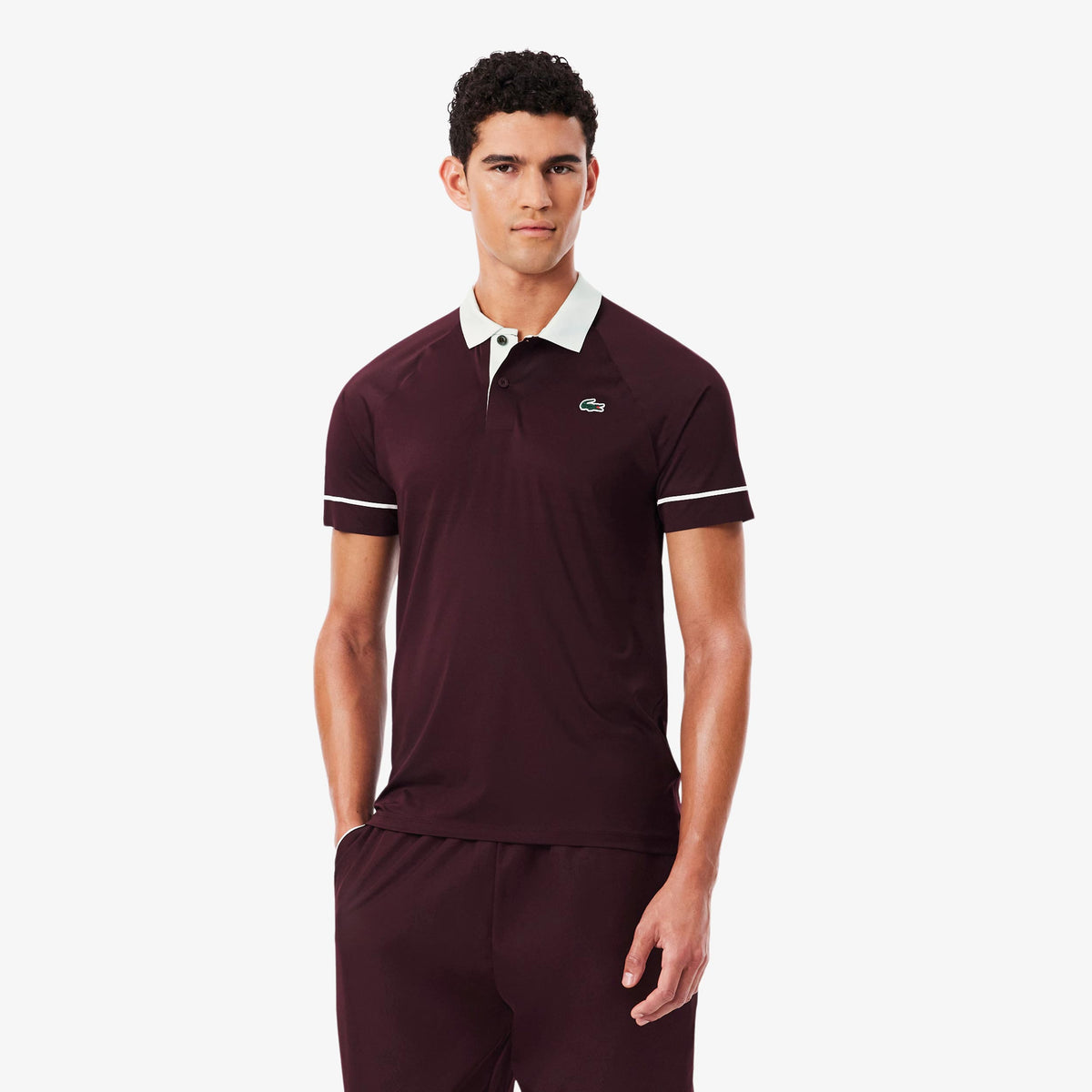 Lacoste Polo Mężczyźni - czerwone wino, biały