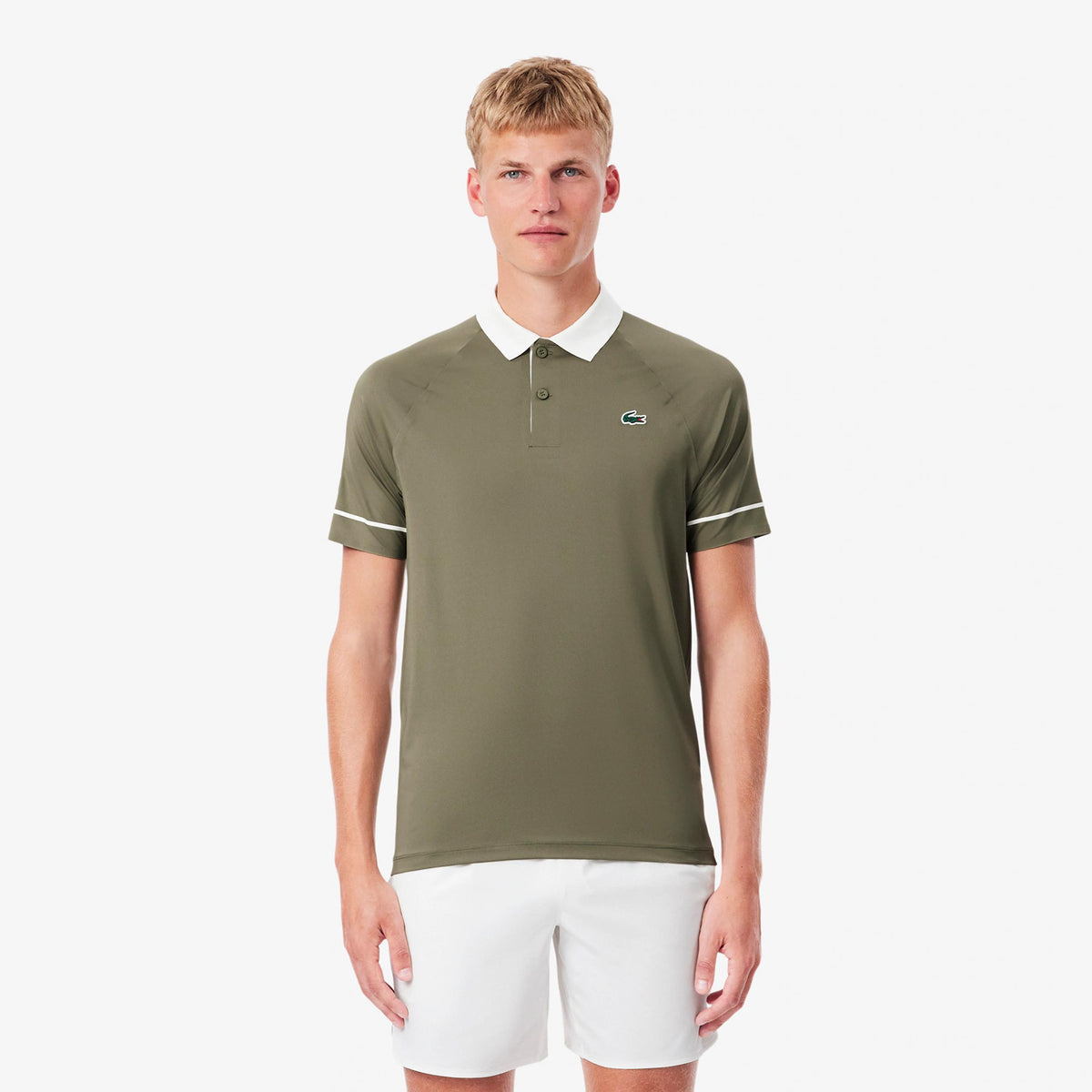 Lacoste Polo Mężczyźni - khaki, biały