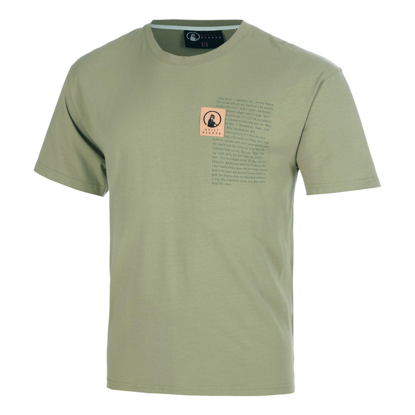 Quiet Please Thoughts Patch Loose Fit Koszulka Mężczyźni - khaki
