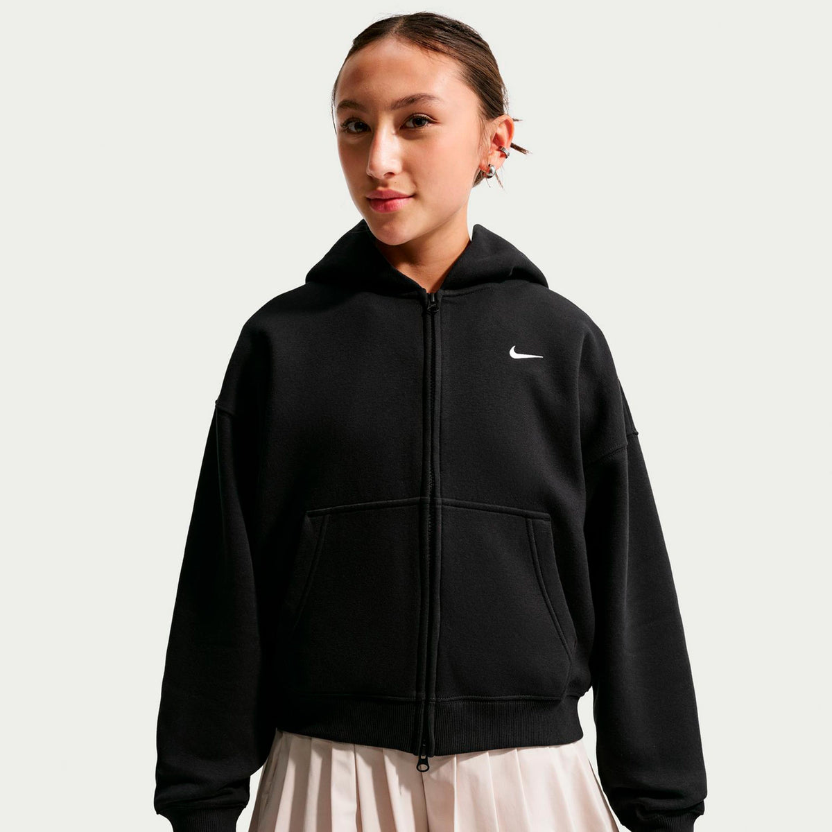 Nike Oversized Fleece Full-Zip Bluza dresowa Dziewczynki - czarny