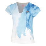 BIDI BADU ODZIEŻ BIDI BADU Watercolour V-Neck Koszulka Kobiety-Biały,Niebieski