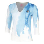 BIDI BADU ODZIEŻ BIDI BADU Watercolour V-Neck Długi Rękaw Kobiety-Biały,Niebieski