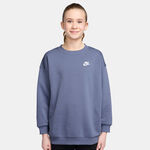 Nike ODZIEŻ Nike Sportswear Club Fleece Oversized Crew Bluza Dziewczynki - niebiesko-szary, biały
