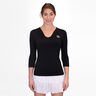 Crew V-Neck Długi Rękaw Kobiety-Czarny